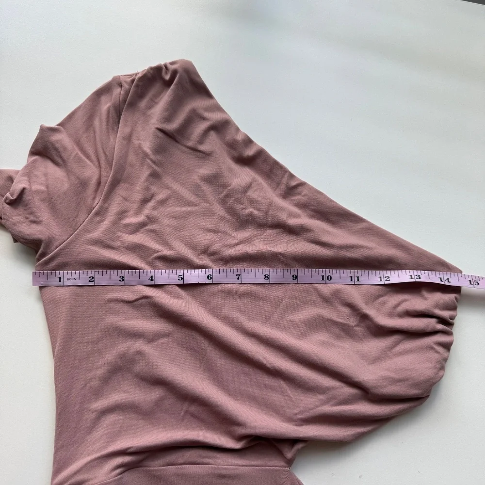 Susana Monaco Womens Blush Pink One Shoulder Cut Out Midi Ruched Dress Small - Picture 12 of 14